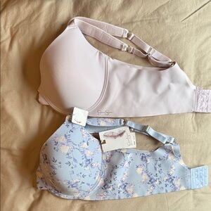 Jessica Simpson Lavender & Floral Blue T-Shirt Bras - 2 Pack